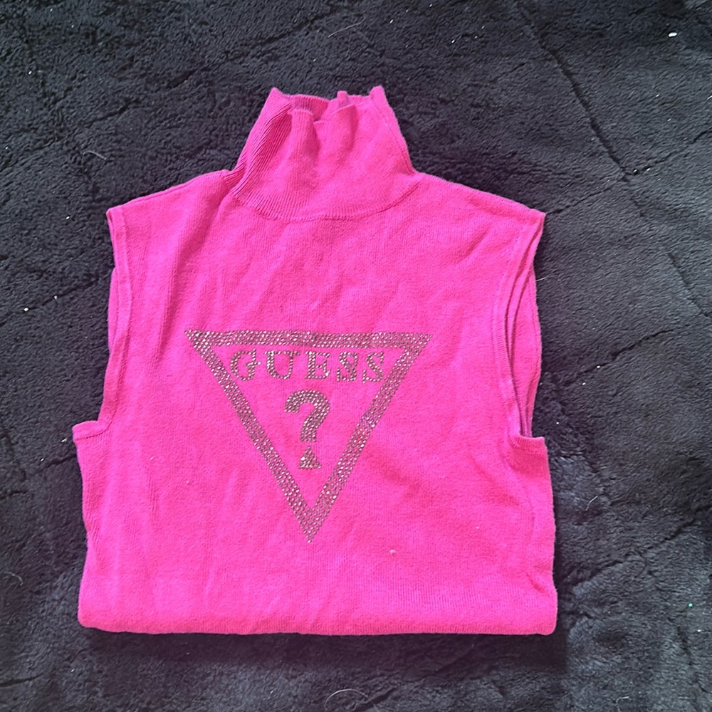 Pink guess sleeveless turtle neck
